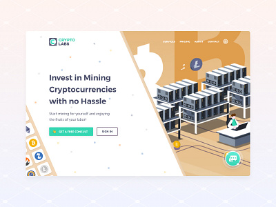 Cryptolabs - cloud mining service bitcoin blockchain coin contract crypto hero landing litecoin mining