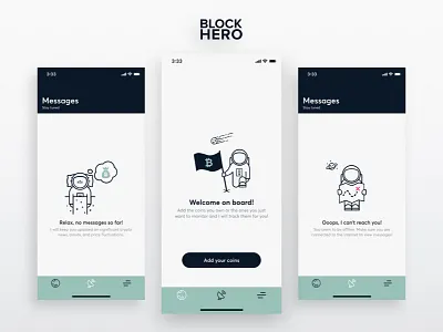 BlockHero | Empty Screens android app crypto cryptocurrency empty screen finance fintech ios iphone x mobile tracker ui