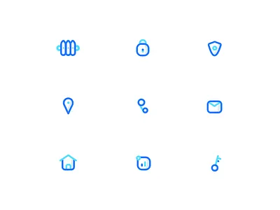 Icons designed for Brickshare web dashboard key fence graph home icons investment location message call contact us money property search security