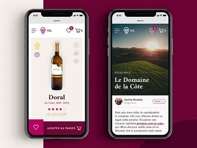 Wine distributor #4 – Mobile exploration content ecommerce iphone x mobile modern product page social media ui view vine wine wish list