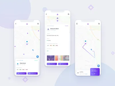 LAT - ATM tracker screens app atm bank designer finder gradient map money tracker