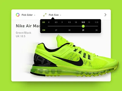 Dropdown black bright buy dailyui form green neon nike popup running shoe slider