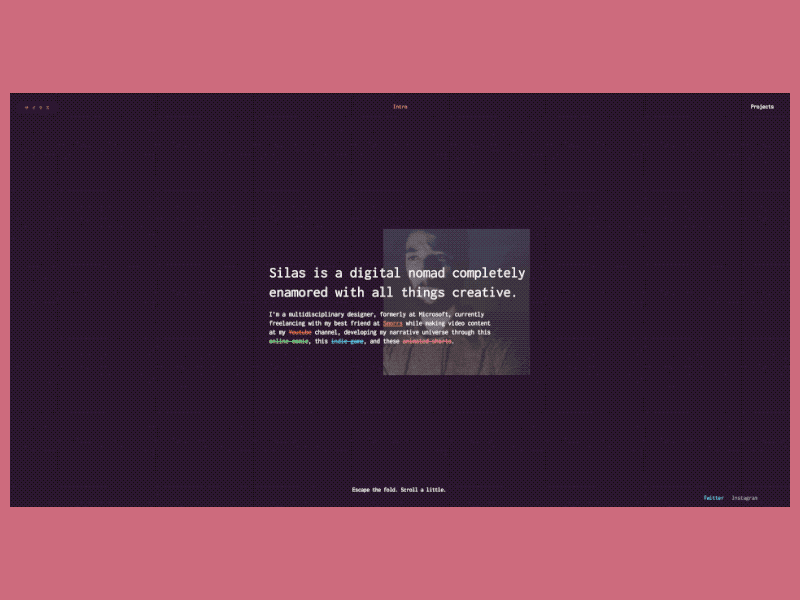 Silas - Portfolio & Playground animated broken grid brutalism minimal portfolio silas site