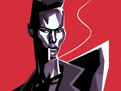 Everpress character digital painting face grace jones illustration musician portrait rock star sigarette smoke t shirt texture