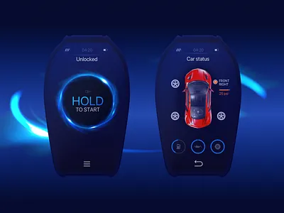 Digital Car Key Interface Design auto car dark digital interface keys product progressive ui usability ux zajno