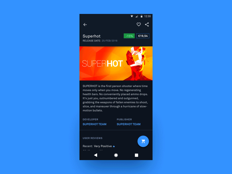 Reimagining Steam - Android blue dark gaming glow hot minimal steam super ui ux
