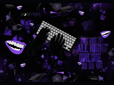 Post Night - Blog black blog branding dark design graphic illustration logo night post purple