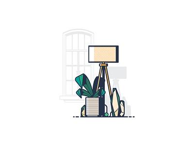 Condo Still Life atlanta city condo crystal home house illustration lamp light plant shadow window