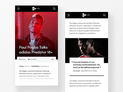 PD Live Mobile Design adidas article blog design interface mobile pogba predator responsive ui ux
