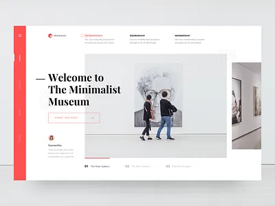 #Exploration | Museum Website art clean desktop gallery landing minimalism museum page red simple web white