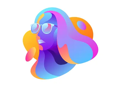 Summer Girl abstract app bright color flat girl illustration simple summer sun web