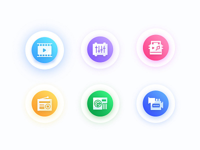 Media Icon button capture color gradient icon icons illustration illustrations media play video