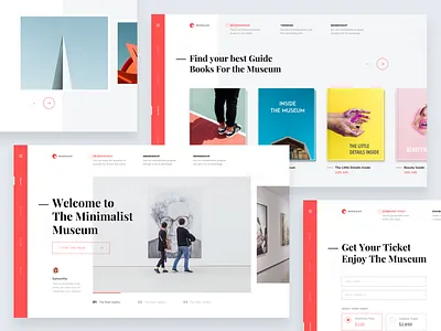 #Exploration | Museum Website - Some Screens art clean desktop gallery landing minimalism museum page red simple web white