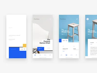 Furnitura App app blog clean e commerce furniture iphone landing page minimal simple ux ui website white