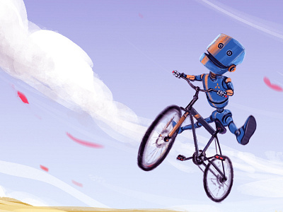 Blue Rob art background design character design concept art design digital art illustration