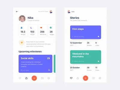 Kids Diary App app children dashboard diary kids mobile stories tracking