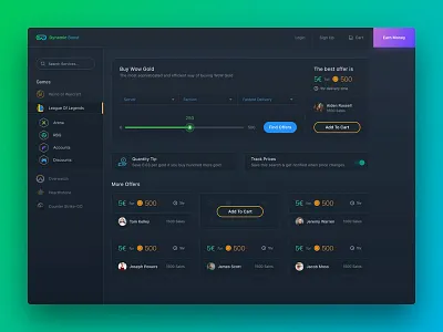 Game Boost UI boost chart dark dashboard game graph minimal