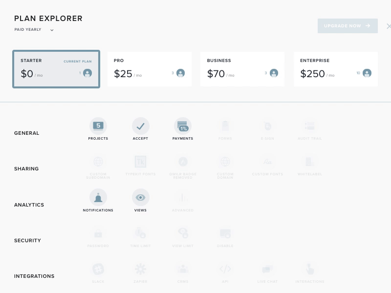 Interactive plan explorer design interactive interface plan pricing ui ux