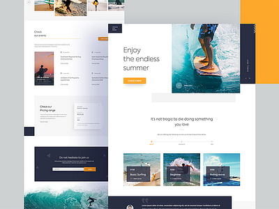Surfing Courses Landing Page beach blue exploration fresh ui google landing page minimal new 2018 sea surfing training ui