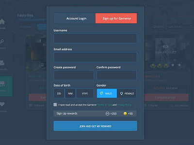 Gaming Site Sign Up Pop UP gamers gaming gaming ui pop up register sign up sign up page ui ui design web ui website