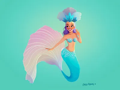 Carnival Mermaid brazil carnival challenge character design girl illustration may mermaid mermay samba