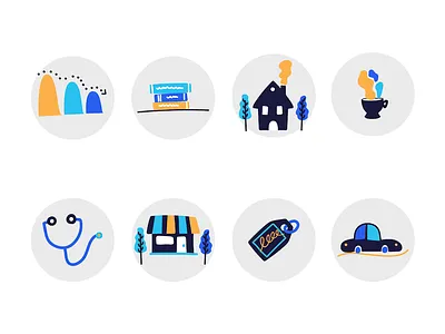 Debt management icon set car debt financial graph icon illustration ui