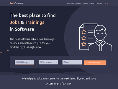 Landing Page Jobs blue careers colorful homepage jobs jobs platform landing page material design material design 2 orange