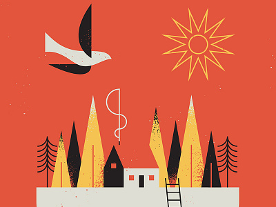 This Way Out art birds design escape forest illustration print texture trees vector