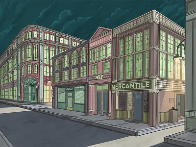 Pioneer Square-ish (Pt 3) buildings digital painting illustration pioneer square procreate seattle