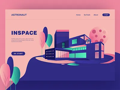 A day in space colors digital hero illustration interface landing ui ux web