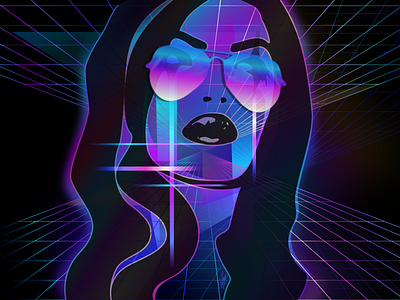 Gridlocked aviators gradient ink neon newretrowave vector