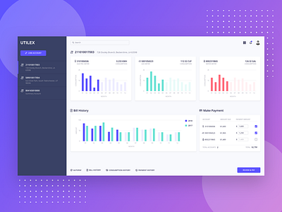 UtileX Dashboard bar bill chart dashboard electric gas graph light payment pie utilities water
