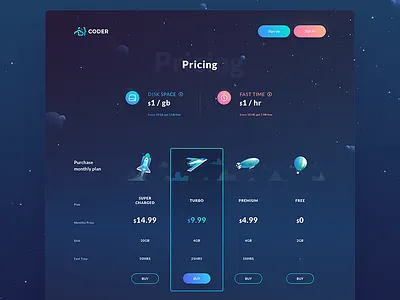 Pricing page coin crypto currency design ico landing page price site token ui web