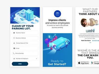 Washé Onsite Mobile version app ui application ui mobile website washe business washe onsite website mobile version