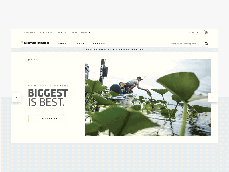 Humminbird Hero ae clean design fishing humminbird minimal motion outdoors principle recreation site ui