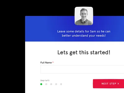 WIP #2 conversion designer landing page lead capture page melbourne step form ui melbourne wip