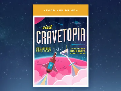 Visit Cravetopia - Travel Postcard atmosphere bottles cheers planets postcard rockets space stars travel