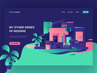 My favorite home colors digital hero illustration interface landing ui ux web