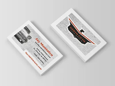 North Fifth Business Cards 2 color automobile border car chevrolet halftone hawk print retro tire vintage