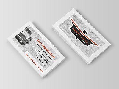 North Fifth Business Cards 2 color automobile border car chevrolet halftone hawk print retro tire vintage