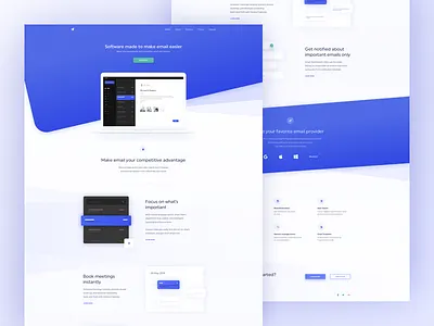 Landing Page - Inboxus app blue clean gradient icons illustration landing mail page ui ux white