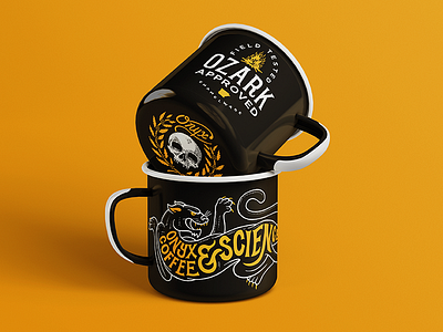 OCL Panther Mug animal badge camp mug coffee craft enamel hand drawn laurel lockup mug panther skull