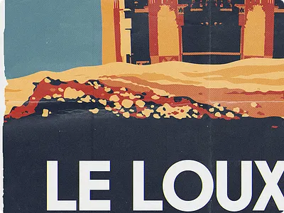 LXR cinema desert folded illustration old plain poster ruin theater vector