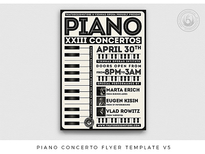 Piano Concerto Flyer Template V5 classes classical classy concerto flyer music musician pianist piano poster template thatsdesignstore