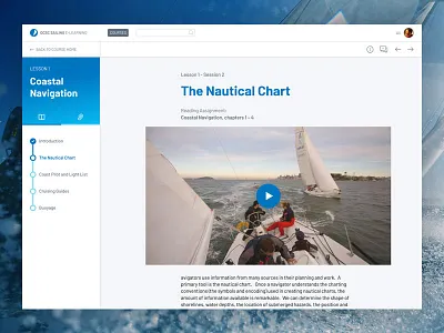 Sailing online learning platform course e learning education learning lesson platform progress side nav sidebar ui ux