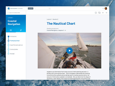 Sailing online learning platform course e learning education learning lesson platform progress side nav sidebar ui ux