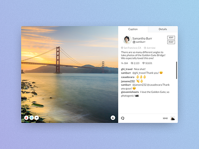 Lightbox Concept comment enterprise lightbox like media photo popover popup social tabs