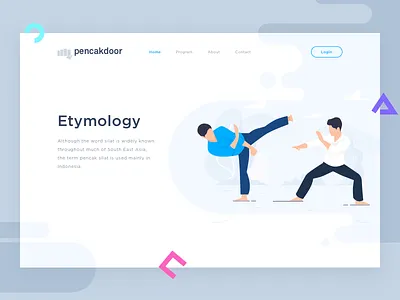 Pencakdoor 2 clean flat hero homepage illustration landing martialarts minimal page ui web