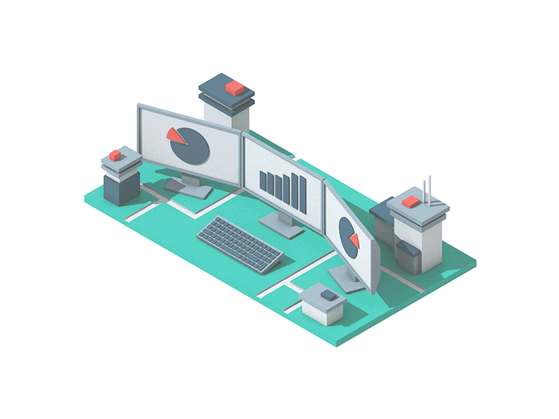 Gridspace Illustrations (Round 2) 3d architecture city communication gridspace illustration model render tech town