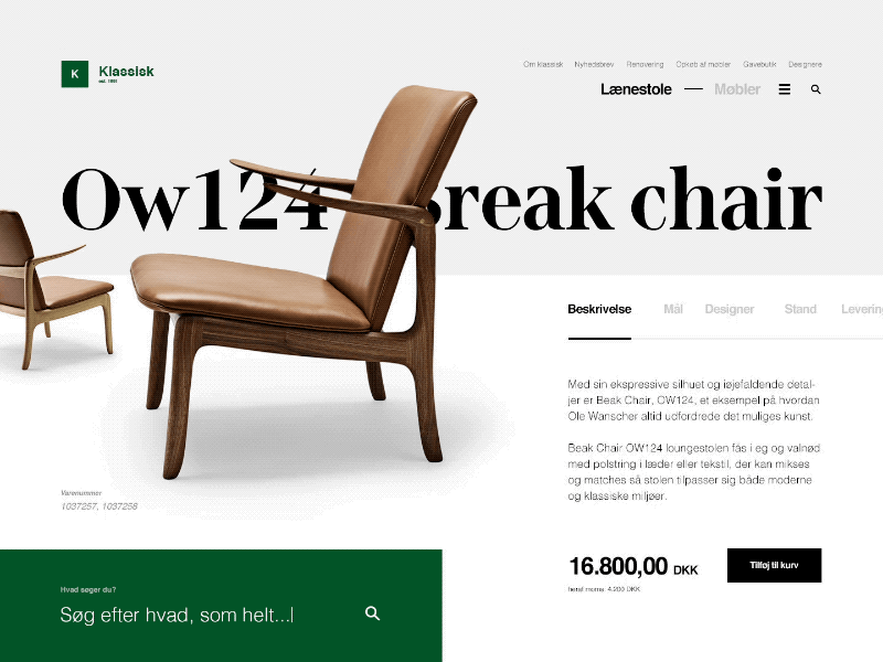 Klassisk: Product Motion animated gif animation danish design desktop furniture gif motion ui web website